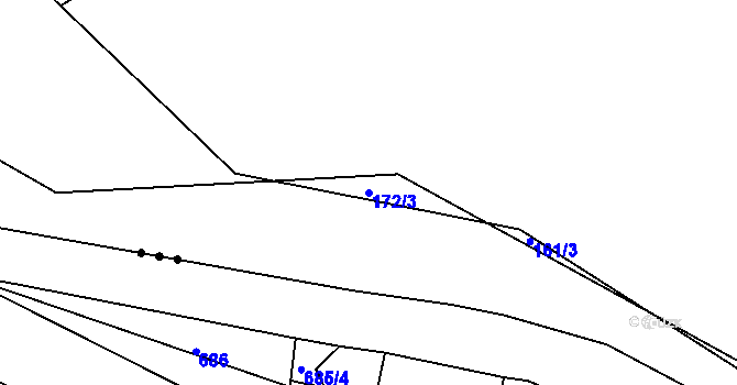 Parcela st. 172/3 v KÚ Dubí-Bystřice, Katastrální mapa