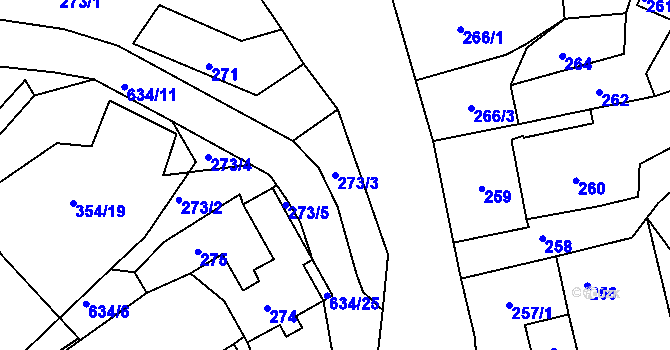 Parcela st. 273/3 v KÚ Dubí-Bystřice, Katastrální mapa