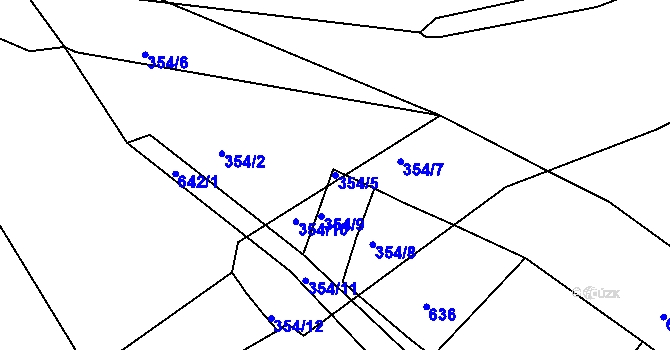 Parcela st. 354/5 v KÚ Dubí-Bystřice, Katastrální mapa