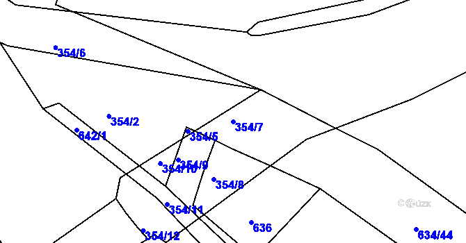 Parcela st. 354/7 v KÚ Dubí-Bystřice, Katastrální mapa
