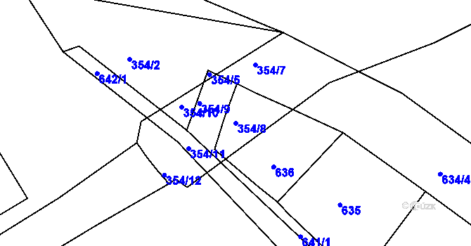 Parcela st. 354/8 v KÚ Dubí-Bystřice, Katastrální mapa