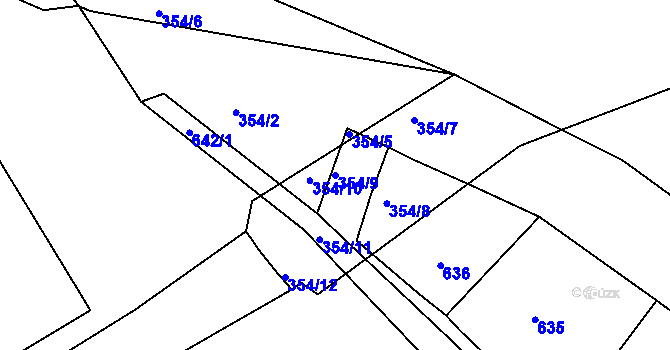 Parcela st. 354/9 v KÚ Dubí-Bystřice, Katastrální mapa