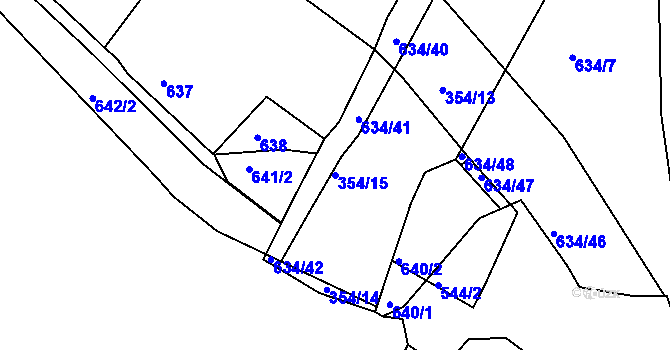 Parcela st. 354/15 v KÚ Dubí-Bystřice, Katastrální mapa