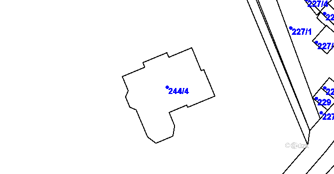Parcela st. 244/4 v KÚ Dubí-Bystřice, Katastrální mapa