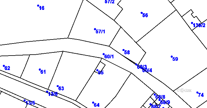 Parcela st. 60/1 v KÚ Dubí-Bystřice, Katastrální mapa