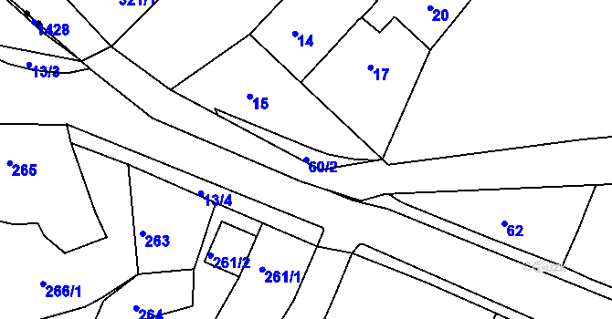 Parcela st. 60/2 v KÚ Dubí-Bystřice, Katastrální mapa