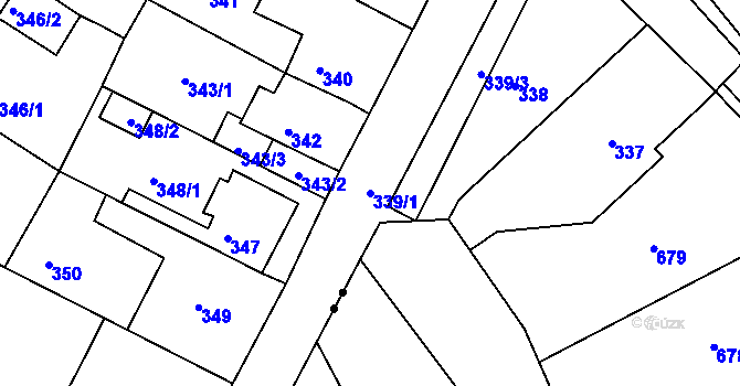 Parcela st. 339/1 v KÚ Dubí-Bystřice, Katastrální mapa