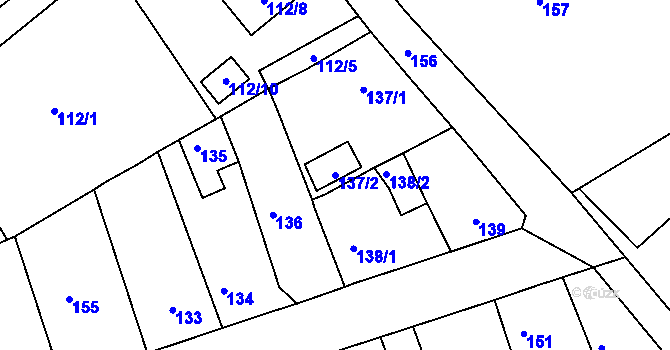 Parcela st. 137/2 v KÚ Dubí-Bystřice, Katastrální mapa