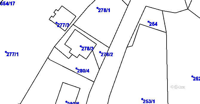 Parcela st. 278/2 v KÚ Dubí-Bystřice, Katastrální mapa