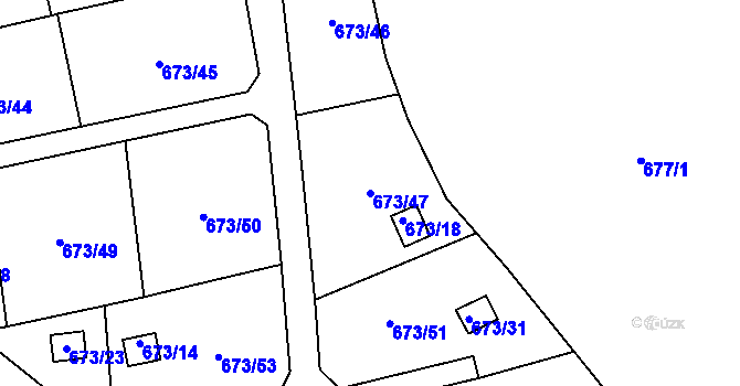 Parcela st. 673/47 v KÚ Dubí-Bystřice, Katastrální mapa