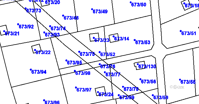 Parcela st. 673/52 v KÚ Dubí-Bystřice, Katastrální mapa