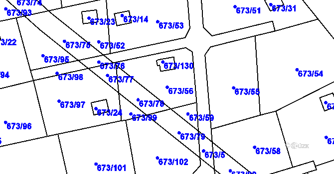 Parcela st. 673/56 v KÚ Dubí-Bystřice, Katastrální mapa