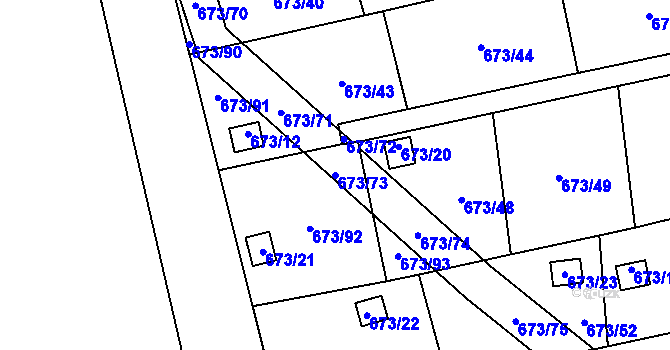 Parcela st. 673/73 v KÚ Dubí-Bystřice, Katastrální mapa