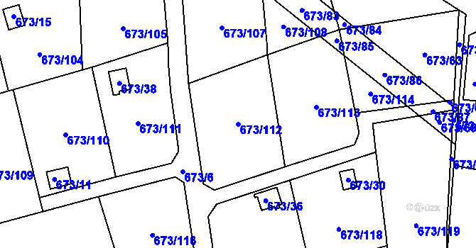 Parcela st. 673/112 v KÚ Dubí-Bystřice, Katastrální mapa