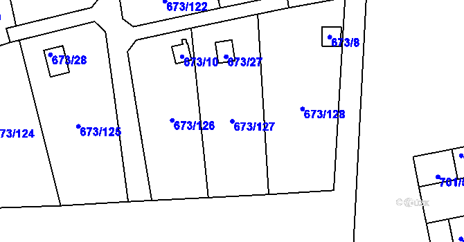 Parcela st. 673/127 v KÚ Dubí-Bystřice, Katastrální mapa