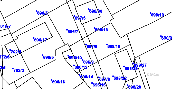 Parcela st. 697/6 v KÚ Dubí-Bystřice, Katastrální mapa