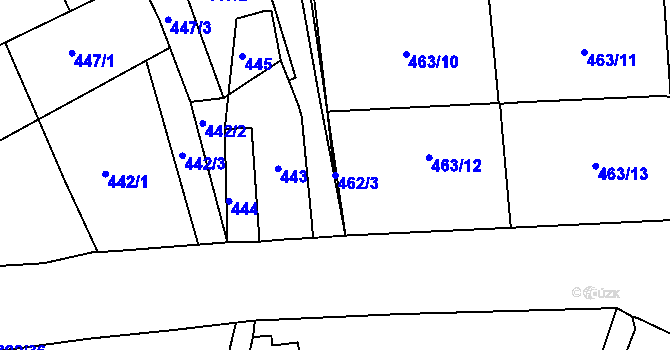 Parcela st. 462/3 v KÚ Dubí-Bystřice, Katastrální mapa