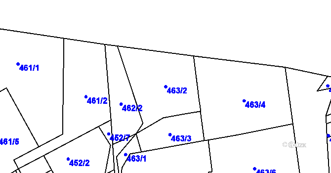 Parcela st. 463/2 v KÚ Dubí-Bystřice, Katastrální mapa