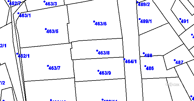 Parcela st. 463/8 v KÚ Dubí-Bystřice, Katastrální mapa