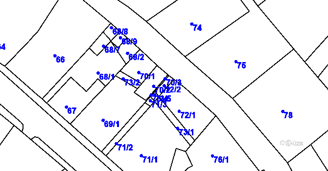 Parcela st. 72/2 v KÚ Dubí-Bystřice, Katastrální mapa