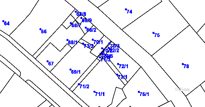 Parcela st. 73/5 v KÚ Dubí-Bystřice, Katastrální mapa