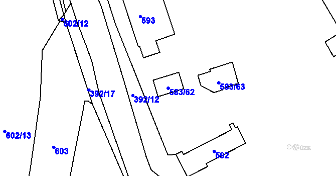 Parcela st. 583/62 v KÚ Dubí-Bystřice, Katastrální mapa