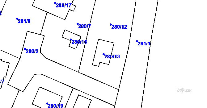 Parcela st. 280/13 v KÚ Dubí-Bystřice, Katastrální mapa