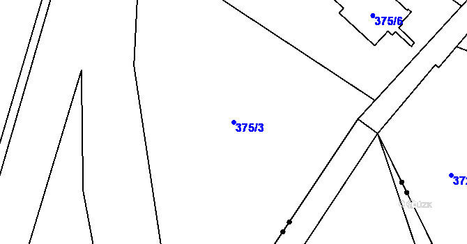 Parcela st. 375/3 v KÚ Dubí-Bystřice, Katastrální mapa