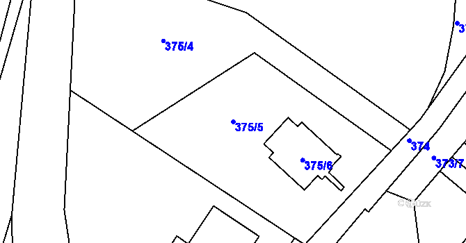 Parcela st. 375/5 v KÚ Dubí-Bystřice, Katastrální mapa