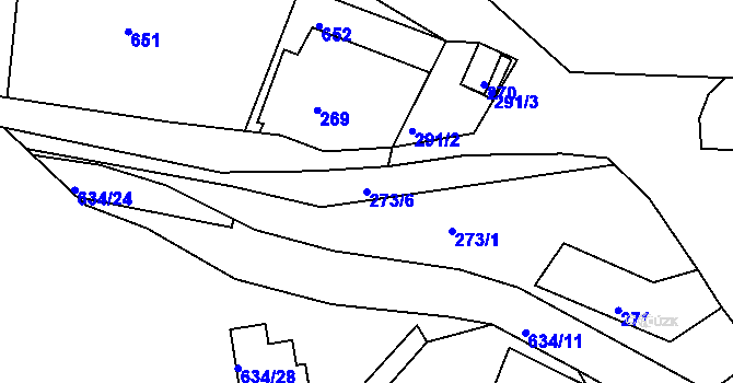 Parcela st. 273/6 v KÚ Dubí-Bystřice, Katastrální mapa