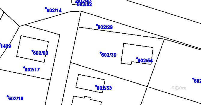 Parcela st. 602/30 v KÚ Dubí-Bystřice, Katastrální mapa