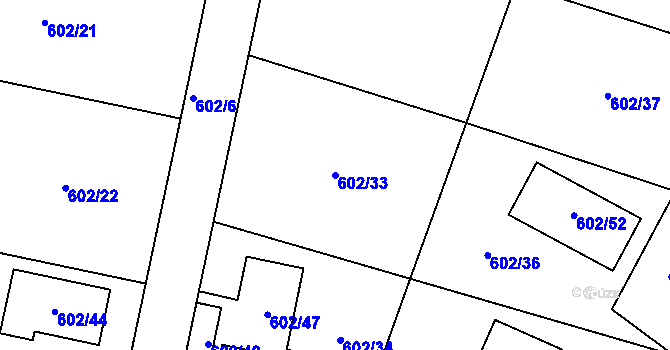 Parcela st. 602/33 v KÚ Dubí-Bystřice, Katastrální mapa