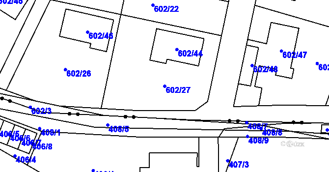 Parcela st. 602/27 v KÚ Dubí-Bystřice, Katastrální mapa