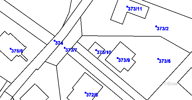 Parcela st. 373/10 v KÚ Dubí-Bystřice, Katastrální mapa