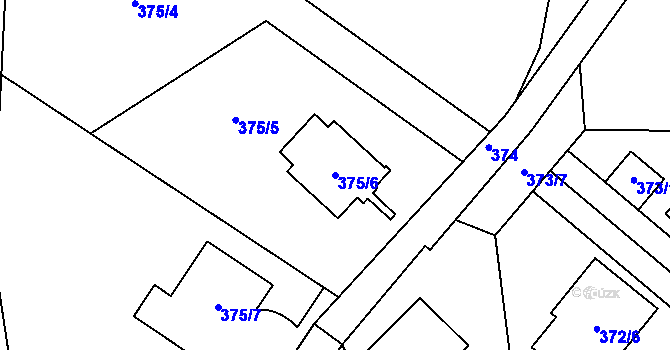 Parcela st. 375/6 v KÚ Dubí-Bystřice, Katastrální mapa