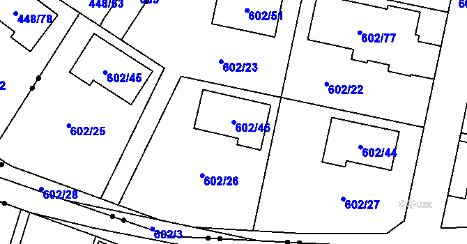 Parcela st. 602/46 v KÚ Dubí-Bystřice, Katastrální mapa