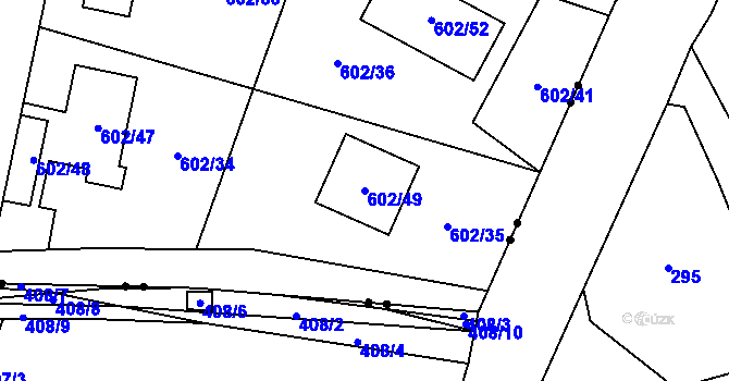 Parcela st. 602/49 v KÚ Dubí-Bystřice, Katastrální mapa