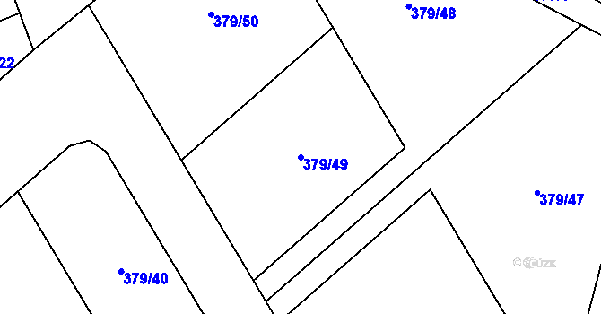 Parcela st. 379/49 v KÚ Dubí-Bystřice, Katastrální mapa