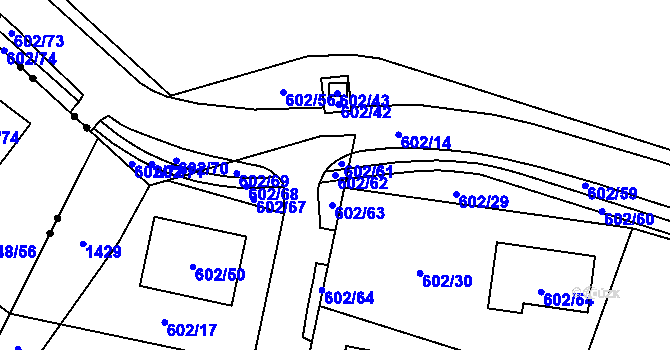 Parcela st. 602/62 v KÚ Dubí-Bystřice, Katastrální mapa