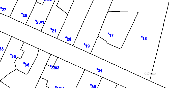 Parcela st. 19 v KÚ Běhánky, Katastrální mapa