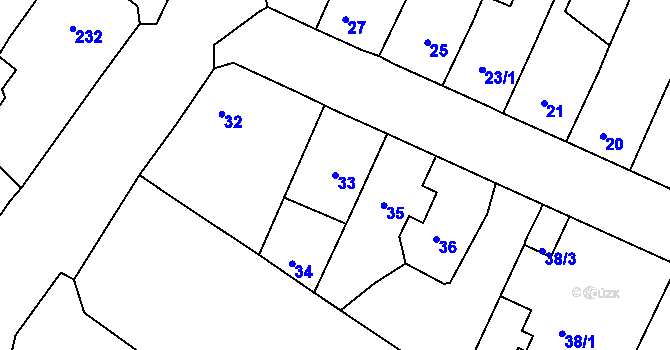 Parcela st. 33 v KÚ Běhánky, Katastrální mapa