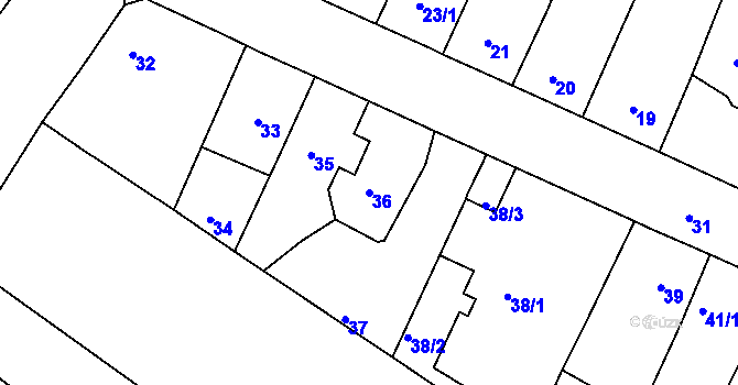 Parcela st. 36 v KÚ Běhánky, Katastrální mapa