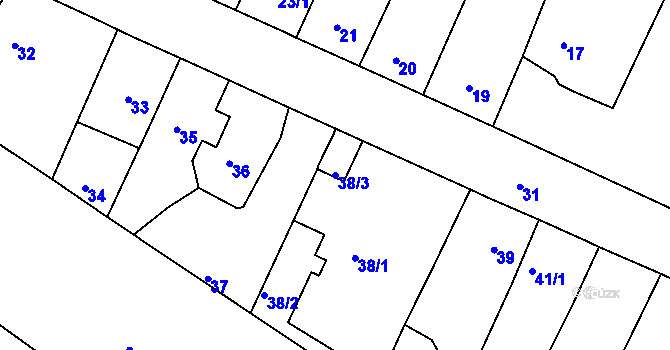 Parcela st. 38/3 v KÚ Běhánky, Katastrální mapa