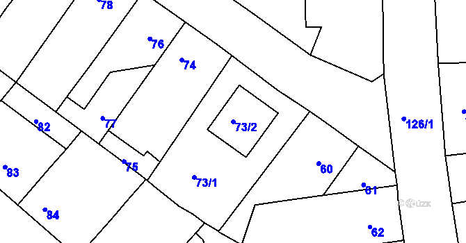 Parcela st. 73/2 v KÚ Běhánky, Katastrální mapa
