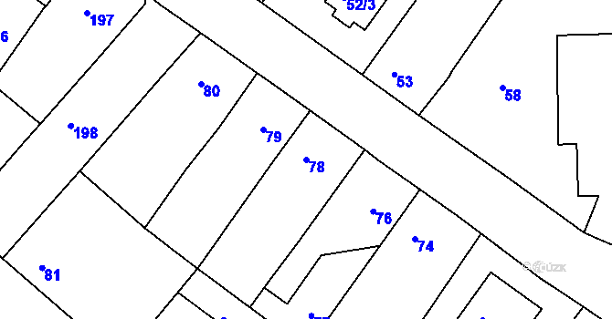 Parcela st. 78 v KÚ Běhánky, Katastrální mapa