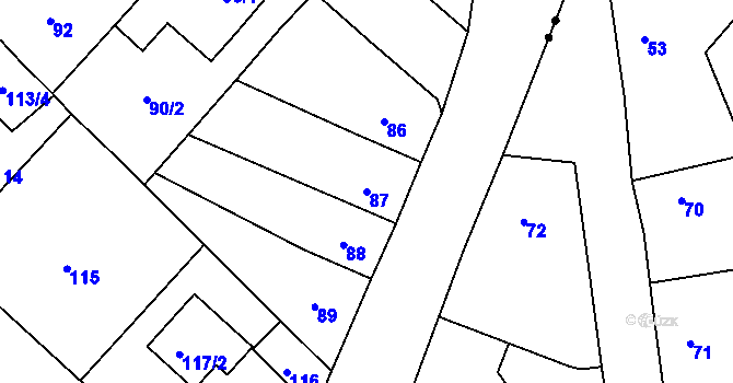 Parcela st. 87 v KÚ Běhánky, Katastrální mapa