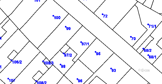 Parcela st. 97/1 v KÚ Běhánky, Katastrální mapa