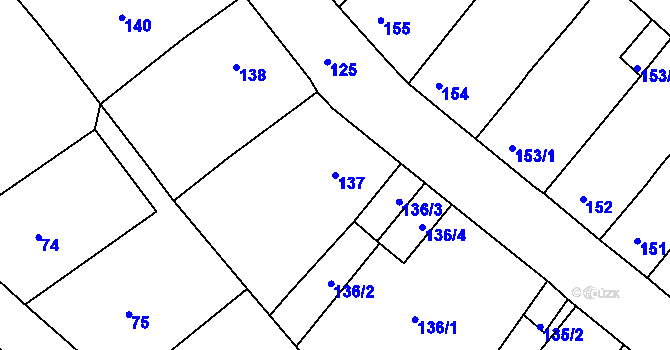 Parcela st. 137 v KÚ Běhánky, Katastrální mapa
