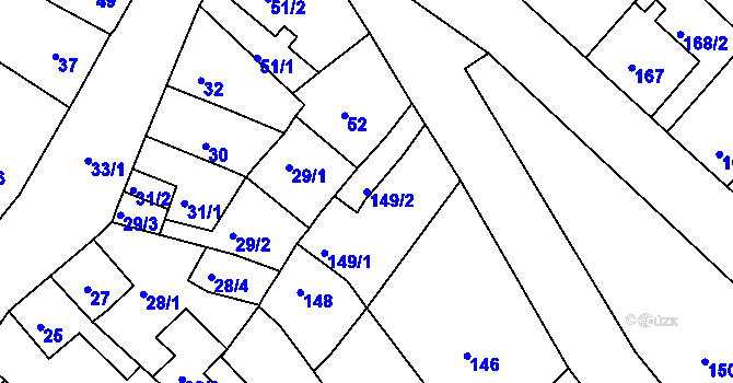 Parcela st. 149/2 v KÚ Běhánky, Katastrální mapa