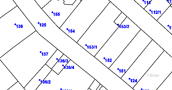 Parcela st. 153/1 v KÚ Běhánky, Katastrální mapa